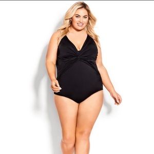 NWT Avenue Black Mauritius One Piece Bathing Suit Size 26W